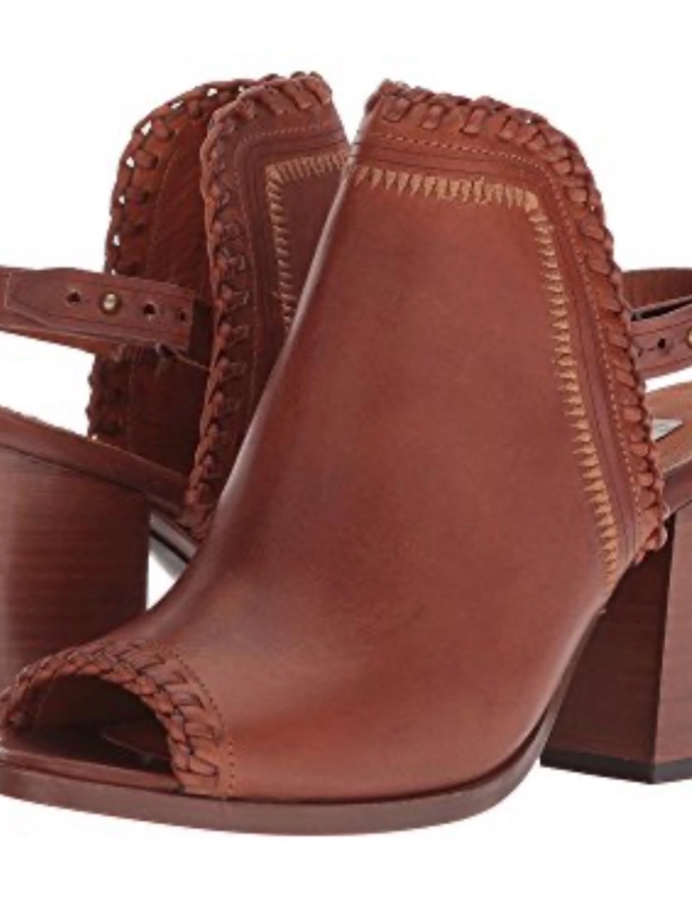 Ariat Women's Tan Braided Leather Peep-Toe Block Heel Sandals